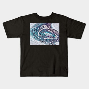 Fluid Art "Teal & Gray Galaxy" Kids T-Shirt